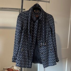 Tory Burch Navy Geometric Blazer